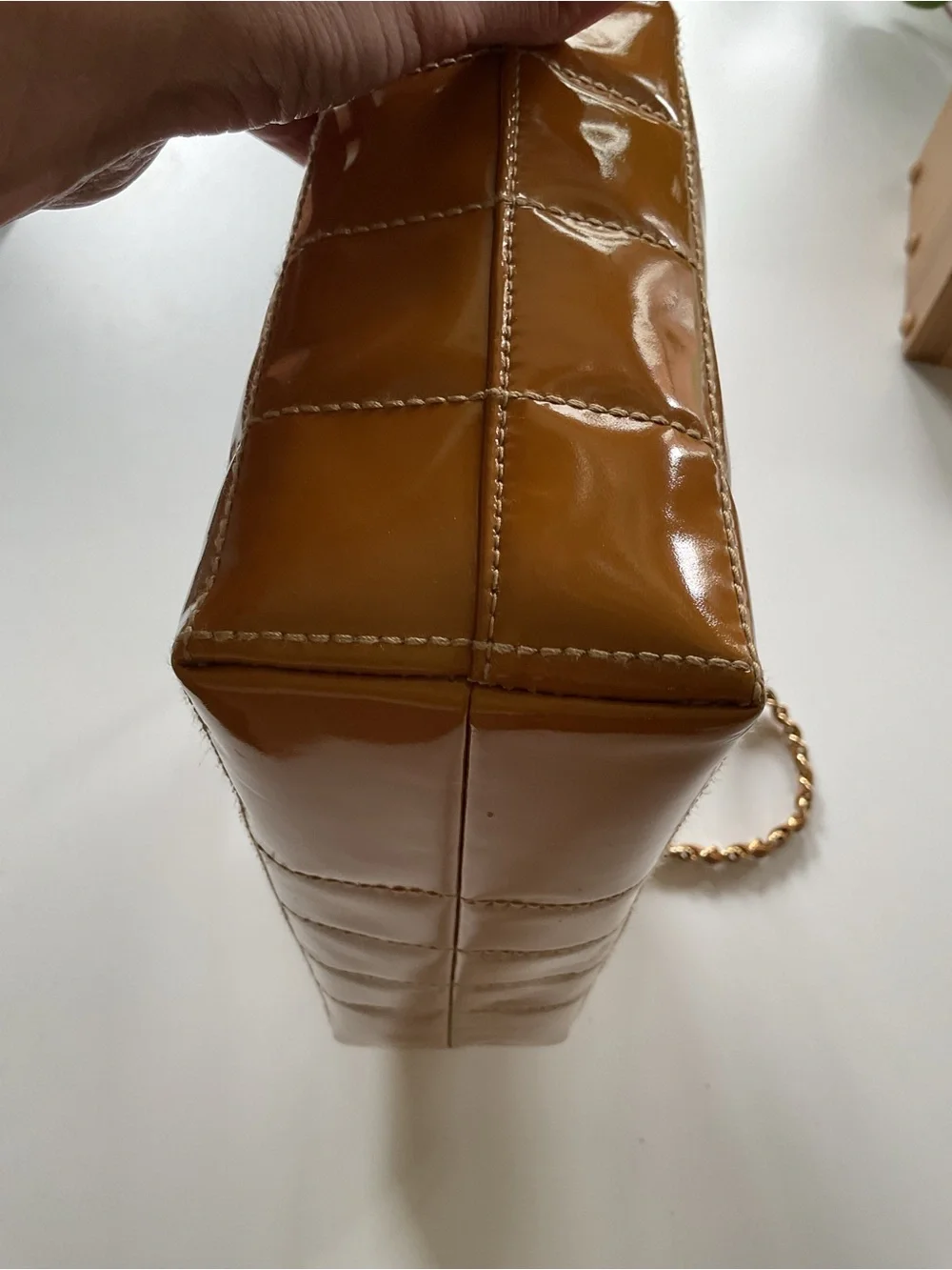 CHANEL Quilted Patent Leather Shoulder Bag
